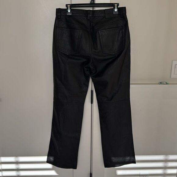 Calvin Klein Women’s Size 10 Black 100% Leather Pants Straight Leg Fully Lined - Picture 2 of 16